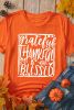 Orange Grateful Thankful Blessed Printed Crewneck Thanksgiving T Shirt