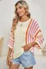White Striped Bell Sleeve Lightweight Knitted Top