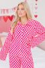 Pink Checkered Buttoned Shirt and High Waist Pants Set