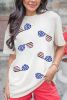White Flag Day Stripe Star Sunglasses Graphic Round Neck Tee