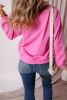 Bonbon Solid Color Drop Shoulder Terry Sweatshirt