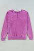 Bright Pink Notched Neck Exposed Seam Drop Shoulder Sweatshirt