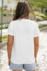 White Sequin Tiger Patch Graphic Round Neck T Shirt