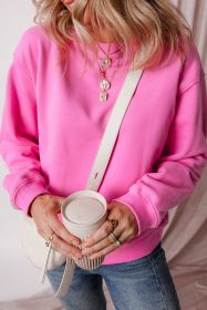 Bonbon Solid Color Drop Shoulder Terry Sweatshirt (size: (US 12-14)L)