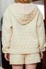 Beige Quilted Hoodie and Drawstring Shorts Set