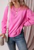 Bonbon Solid Color Drop Shoulder Terry Sweatshirt