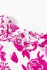 Rose Floral Print Flounce Sleeve Keyhole Back Blouse