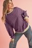 Red Stripe Contrast Edge Oversized Pullover