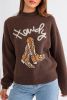 Coffee Howdy Boot Graphic High Neck Sweater