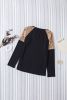 Blank Sweatshirt Black & Gold Raglan Sleeve Sequin Top Pullover Long Sleeve Shirt Customized
