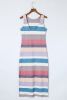 Multicolor Stripe Print Slit Tank Maxi Dress