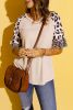 Blank T Shirt - Blush Pink and Cheetah Print Ruffle Short Sleeve V Neck T Shirt Customized