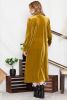 Yellow Velvet Elegant Open Front Pocket Long Cardigan