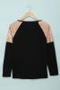 Blank Sweatshirt Black & Gold Raglan Sleeve Sequin Top Pullover Long Sleeve Shirt Customized