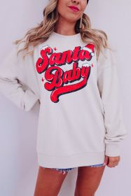 White Santa Baby Graphic Pullover Sweatshirt (size: (US 12-14)L)