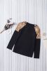 Blank Sweatshirt Black & Gold Raglan Sleeve Sequin Top Pullover Long Sleeve Shirt Customized