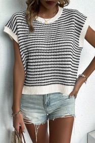Black Stripe Contrast Trim Knit Dolman Top (size: (US 8-10)M)
