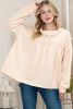 Beige Pullover Drawstring Cowl Neck Oversized Sweatshirt