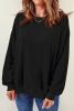 Blank Sweatshirt - Black Plain Comfy Crew Neck Pullover Sweatshirt Customized