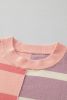 Pink Striped Colorblock Drop Shoulder Sweater