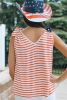 Red American Flag Sequin Graphic Patched Tie Shoulder Tank Top