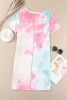 Multicolor Victory American Flag Print Tie Dye T Shirt Dress