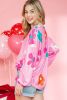 Pink 60s Floral Print Drop Shoulder Tunic Top