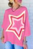 Bonbon Colorblock Star Patched Half Sleeve Oversized Tee