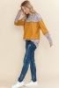 Orange Leopard Print Waffle Knit Patchwork Top