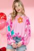 Pink 60s Floral Print Drop Shoulder Tunic Top