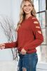 Orange Cutout Cold Shoulder Long Sleeve Top