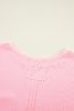 Pink Plus Size Waffle Knit Exposed Seam Tee and Shorts Set