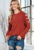 Orange Cutout Cold Shoulder Long Sleeve Top