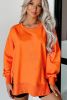 Carrot Exposed Seam Drop Shoulder Side Slit Sweatshirt