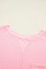 Pink Plus Size Waffle Knit Exposed Seam Tee and Shorts Set