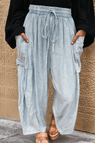 Beau Blue Light Wash Side Pockets Oversized Jeans (size: (US 8-10)M)