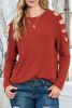 Orange Cutout Cold Shoulder Long Sleeve Top