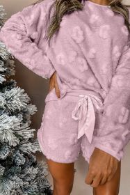 Lavendula Cheetah Fleece Loose Two Piece Pajama Set (size: (US 12-14)L)