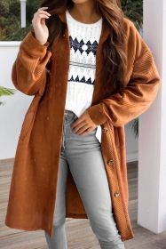 Gold Flame Textured Collared Drop Shoulder Buttoned Front Duster Coat (size: (US 12-14)L)