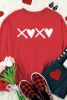 Red XOXO Heart Print Valentine Graphic Sweatshirt