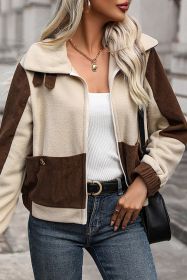Brown Colorblock Rockabilly Zip Clash Jacket (size: (US 8-10)M)