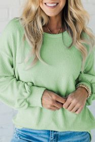 Moonlight Jade Textured Drop Shoulder Crewneck Top (size: (US 12-14)L)