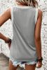 Gray Contrast Trim V-Neck Loose Fit Tank Top