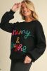 Black Colorful Merry & Bright Tinsel Graphic Sweater