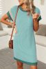 Moonlight Jade Ribbed Colorblock Patched Pocket T Shirt Dress