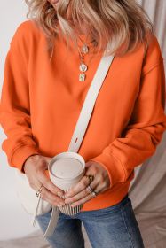 Russet Orange Solid Color Drop Shoulder Terry Sweatshirt (size: (US 20-22)2XL)