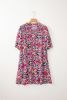 Purple Boho Abstract Print Puff Sleeve Smocked Mini Dress