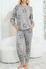 Gray Stars Print Long Sleeve Top and Drawstring Pants Set