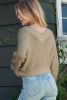Apricot Casual V Neck Pullover Sweater