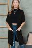 Black Dolman Half Sleeve Pocketed Long Cardigan